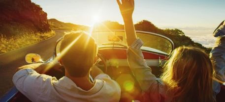 driving into the sunset